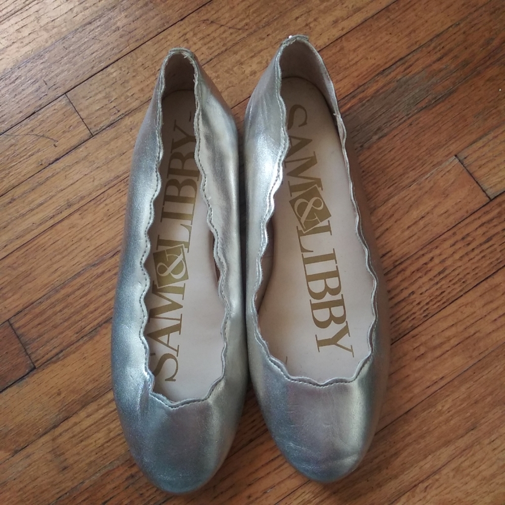 Sam & Libby Women's Scalloped Rose Gold Ballet Flats Size 7 1/2